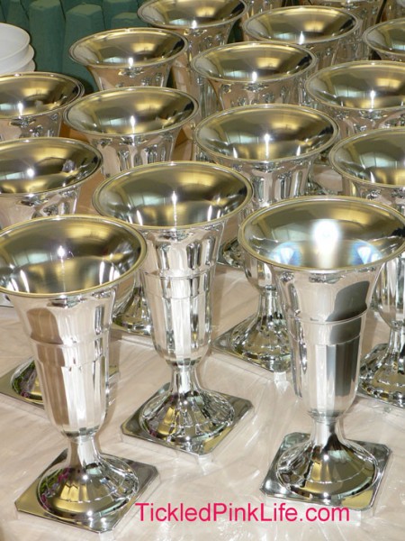 Table arrangement preparation-Silver Orna-Metal trumpet vases