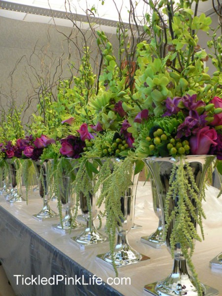 The Gardens at Pemberley table arrangements for California Association of Criminalists banquet aboard Queen Mary