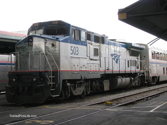 go by train Amtrak engine